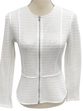 Georges Rech Paris White Cotton Blend Zip Up Mesh Jacket (S)